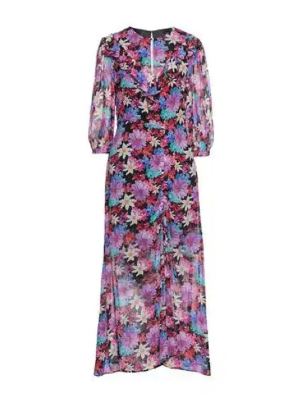Pinko XS Floral Purple Maxi Dress - Elegant 3/4 Sleeve